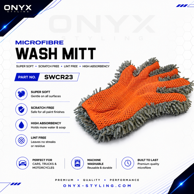 Microfibre Wash Mitt – Ultra Soft, Scratch-Free & Super Absorbent Car Cleaning Glove