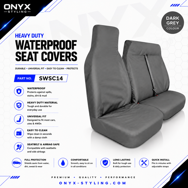 3 Seater Van Seat Covers – Grey Waterproof Heavy Duty Protectors (Universal Fit)