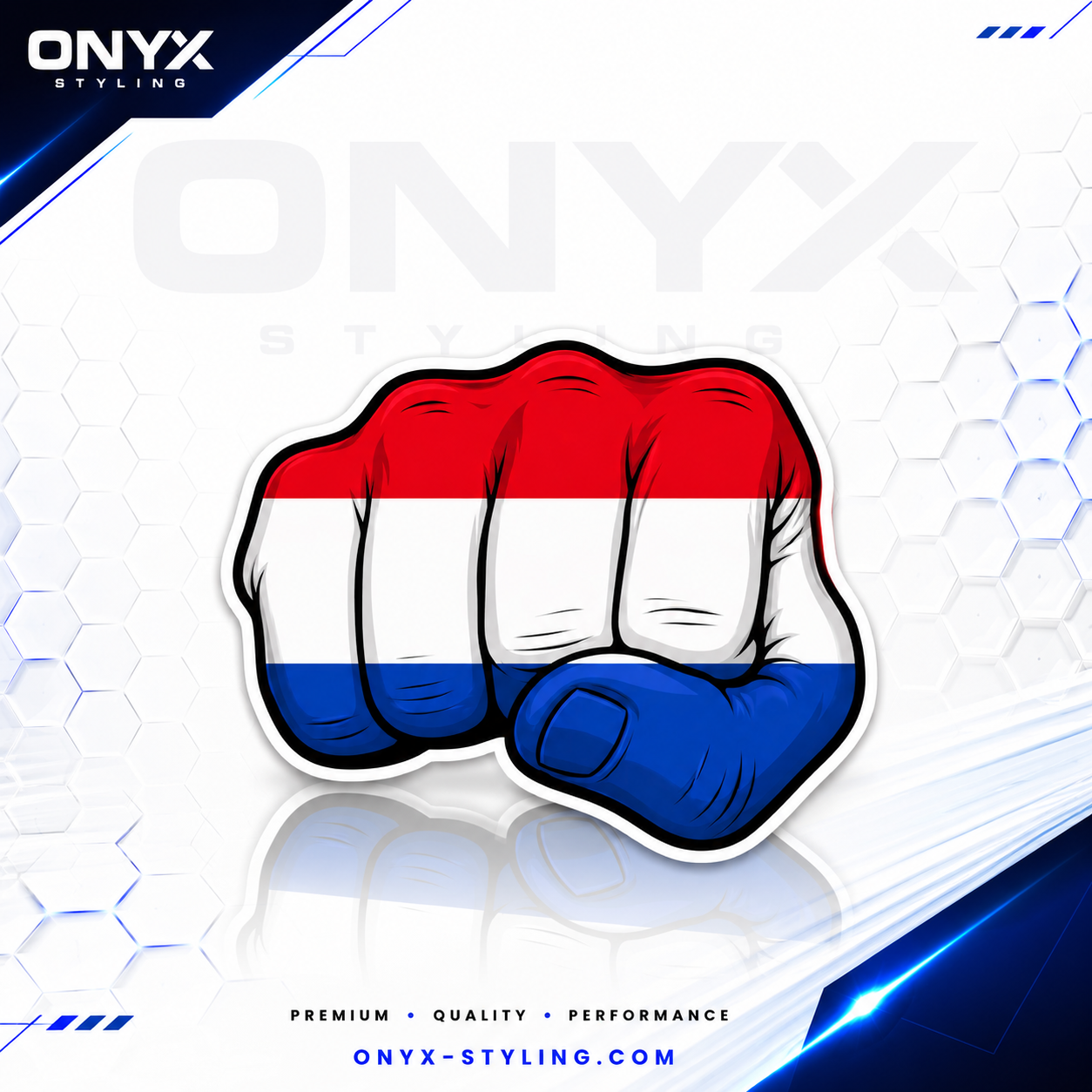 Dutch Flag Fist Full Colour Sticker – 10cm