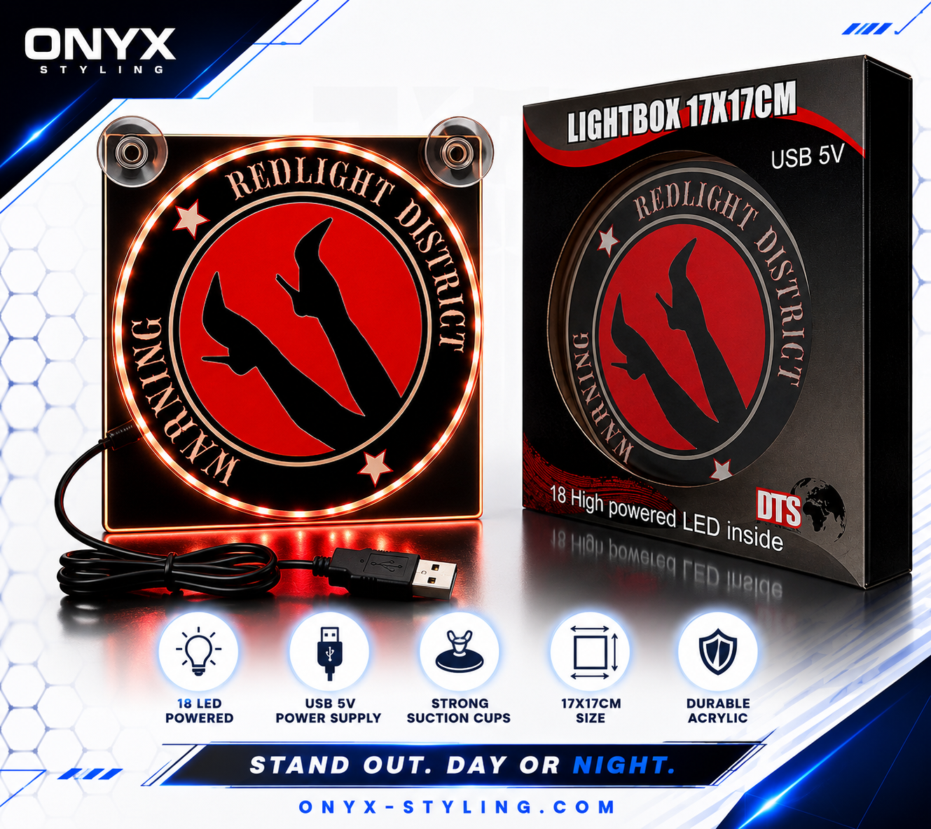 Lightbox Deluxe Red Light District LED – USB 17x17cm
