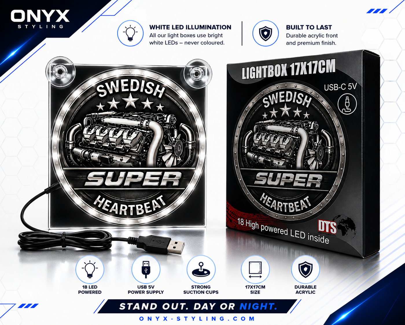 Lightbox Deluxe Swedish Heartbeat LED – USB 17x17cm