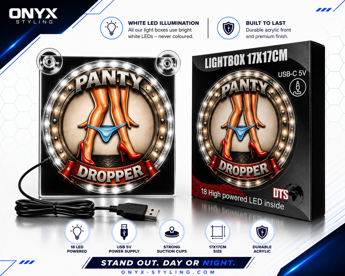 Lightbox Deluxe Panty Dropper LED – USB 17x17cm