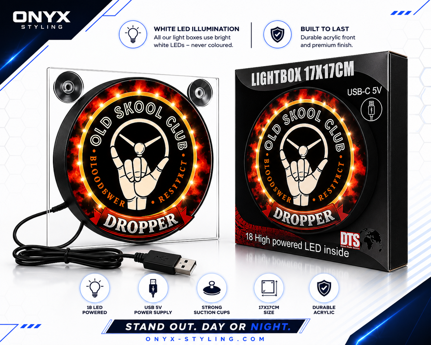 Old Skool Club LED Lightbox Deluxe | USB Truck & Car Interior Light