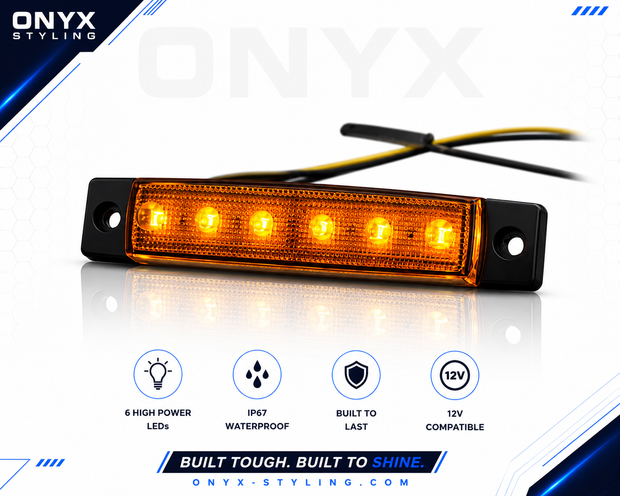 6 LED Amber Side Marker Light – 12V/24V Universal Truck & Trailer Indicator 5pc Pack