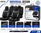 Premium Universal Seat Covers – Full Set Front & Rear – 7-Layer Comfort – Airbag Compatible black with blue stitch