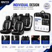 Luxury Eco Leather Seat Covers – Grey & Black Sport Design – Full Set Front & Rear – Universal Fit
