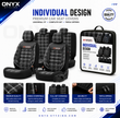 Premium Universal Car Seat Covers Full Set Black & White Seam – GTI Style, 7-Layer Comfort, Airbag Compatible, Cars & SUVs