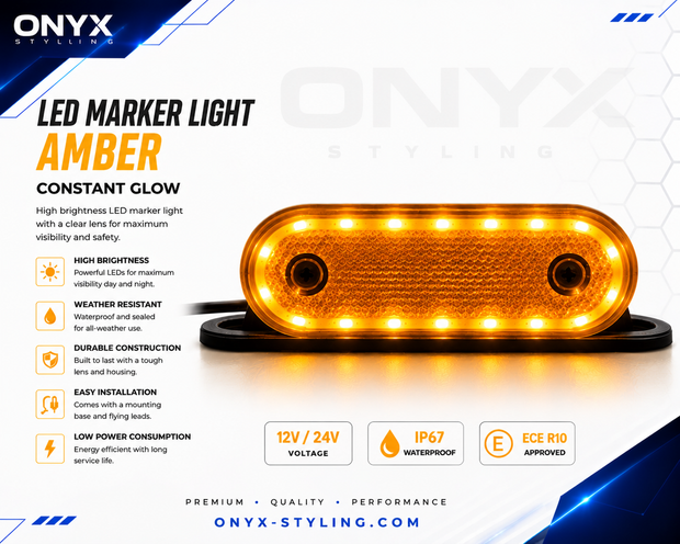 LED Marker Light with Stand – 12-24V, 20 LED, Side Mount, Reflector