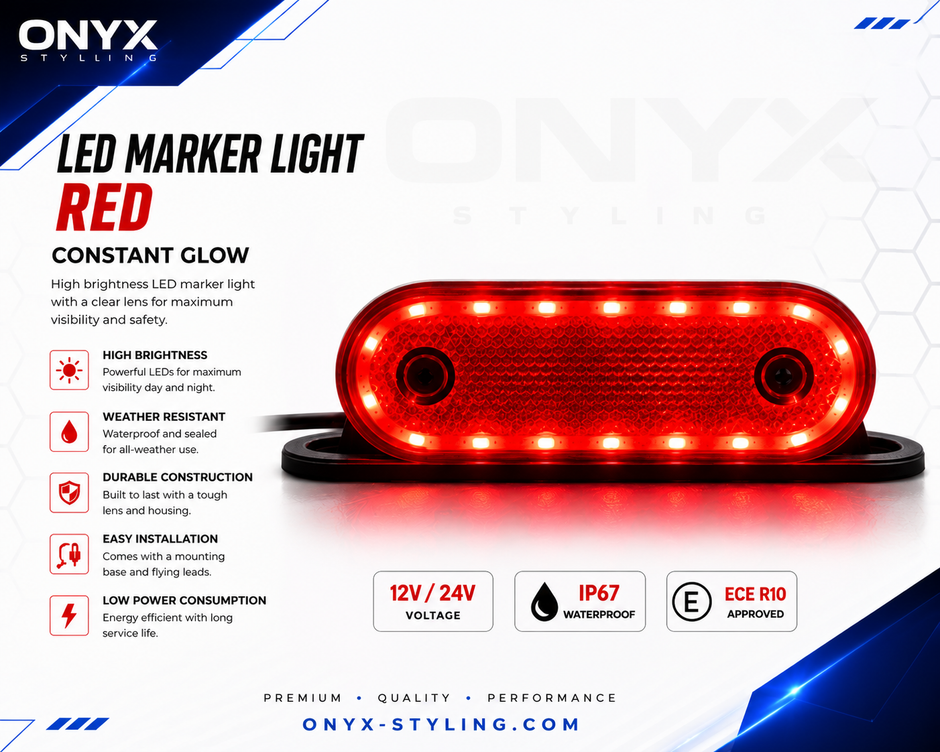 LED Marker Light with Stand – 12-24V, 20 LED, Side Mount, Reflector