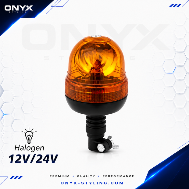 Rotating Halogen Beacon Warning Light 12V / 24V – DIN Mount Orange