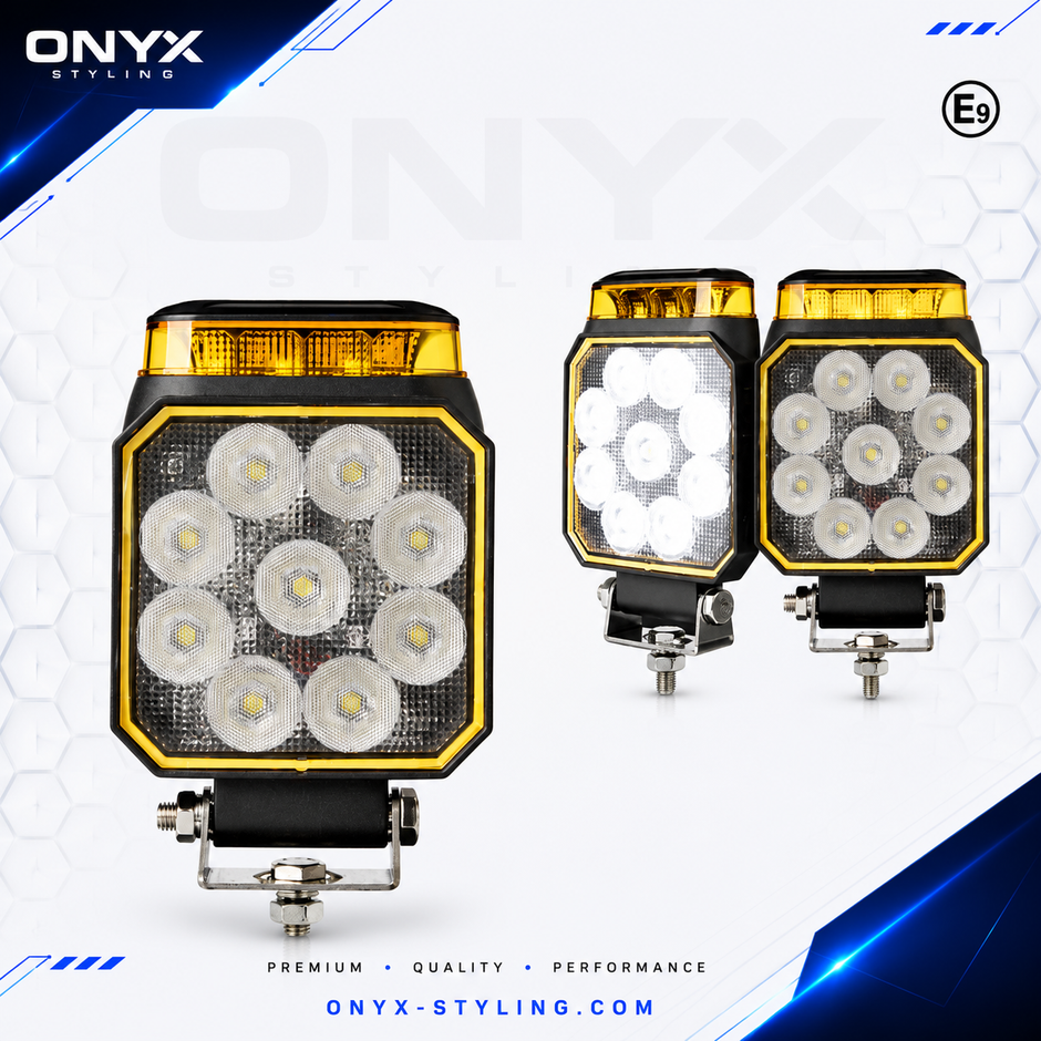 14W LED Work Light with Amber Flash – Dual Colour White & Warning Light 12V-24V