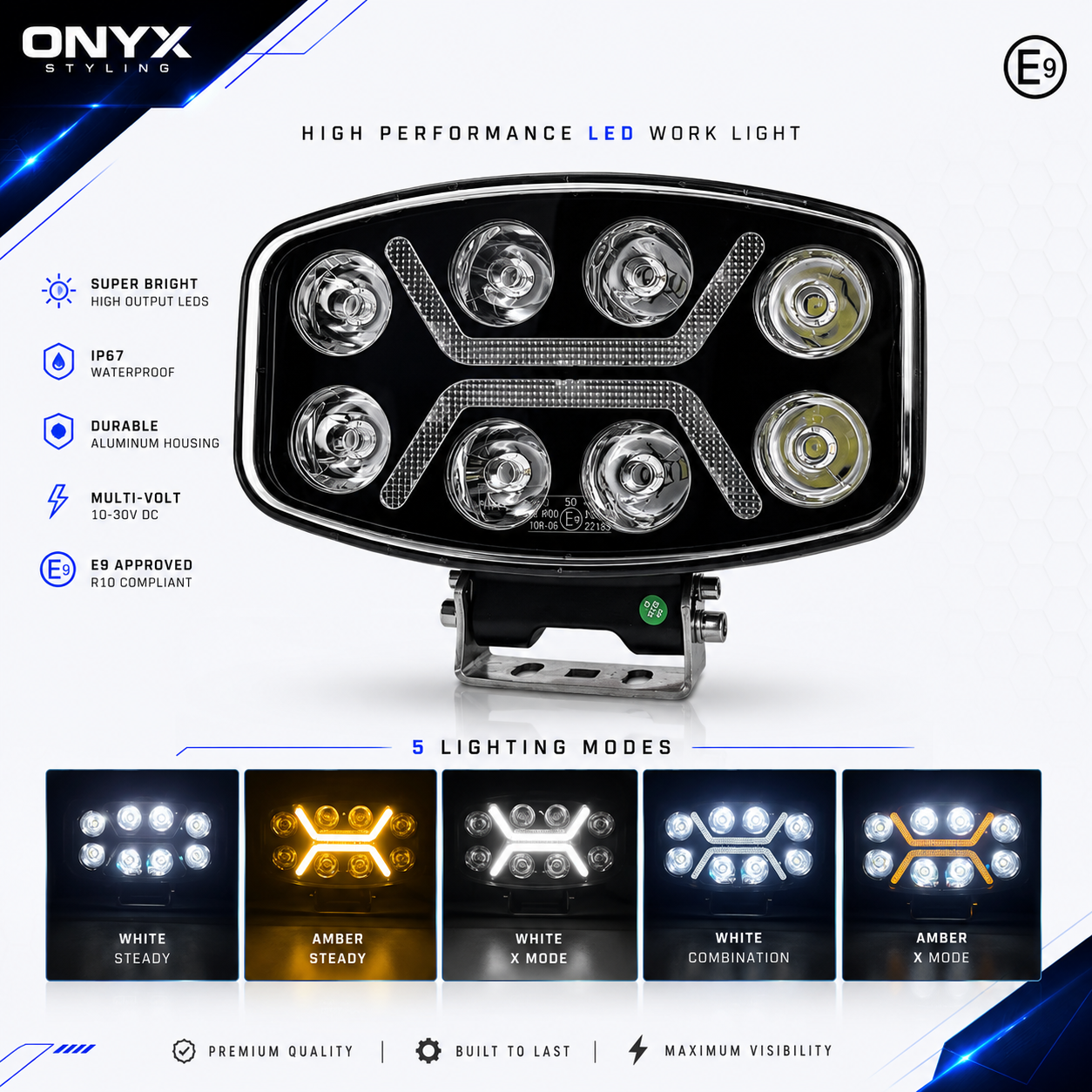10” 90W LED Spot Light White/Yellow 12-24V – High Power Spot Beam, IP67 HAL136
