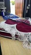 12cm PELMET ALCANTARA new RED (MAROON) with white fringes & Velcro