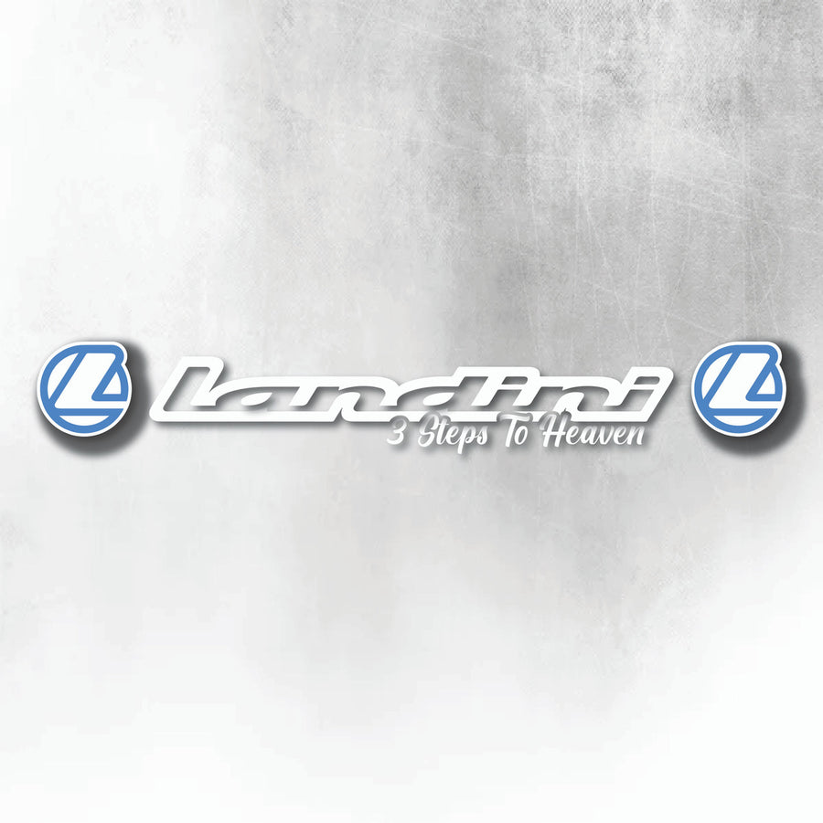 LANDINI BLUE AND WHITE WINDSCREEN DECAL