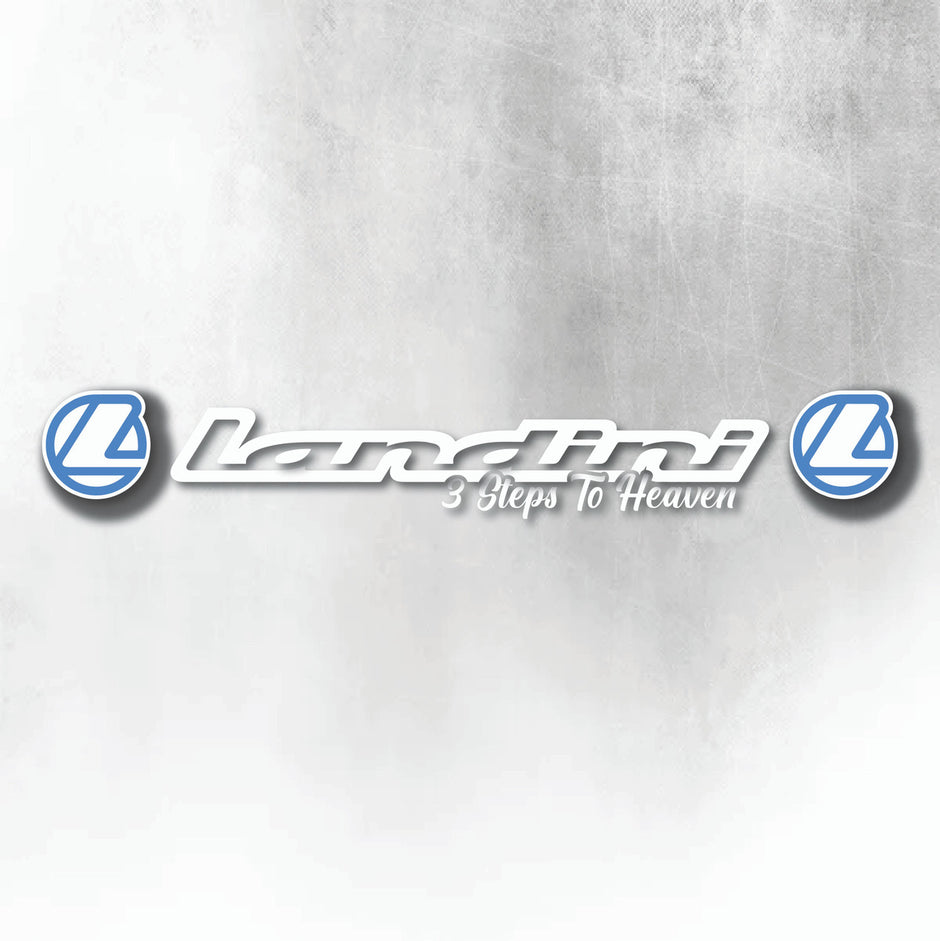 LANDINI BLUE AND WHITE WINDSCREEN DECAL