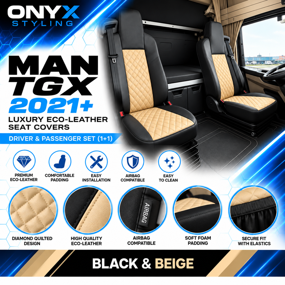 MAN TGX (2021 Onwards) Luxury Eco-Leather Seat Covers – Driver & Passenger Set