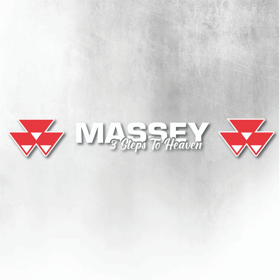 MASSEY 3 STEPS TO HEAVEN WINDOW DECAL RED & WHITE