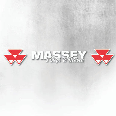 MASSEY 3 STEPS TO HEAVEN WINDOW DECAL RED & WHITE