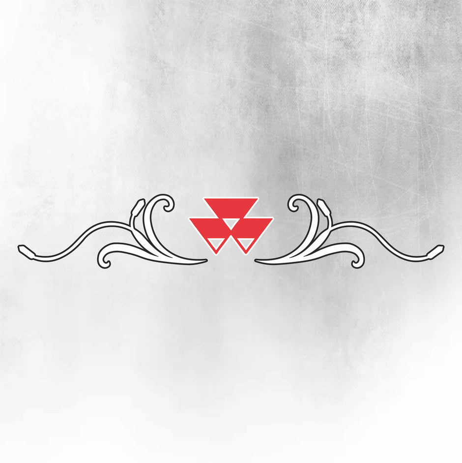 Massey Ferguson Silver & Red REAR WINDOW SWIRL - NEW STYLE