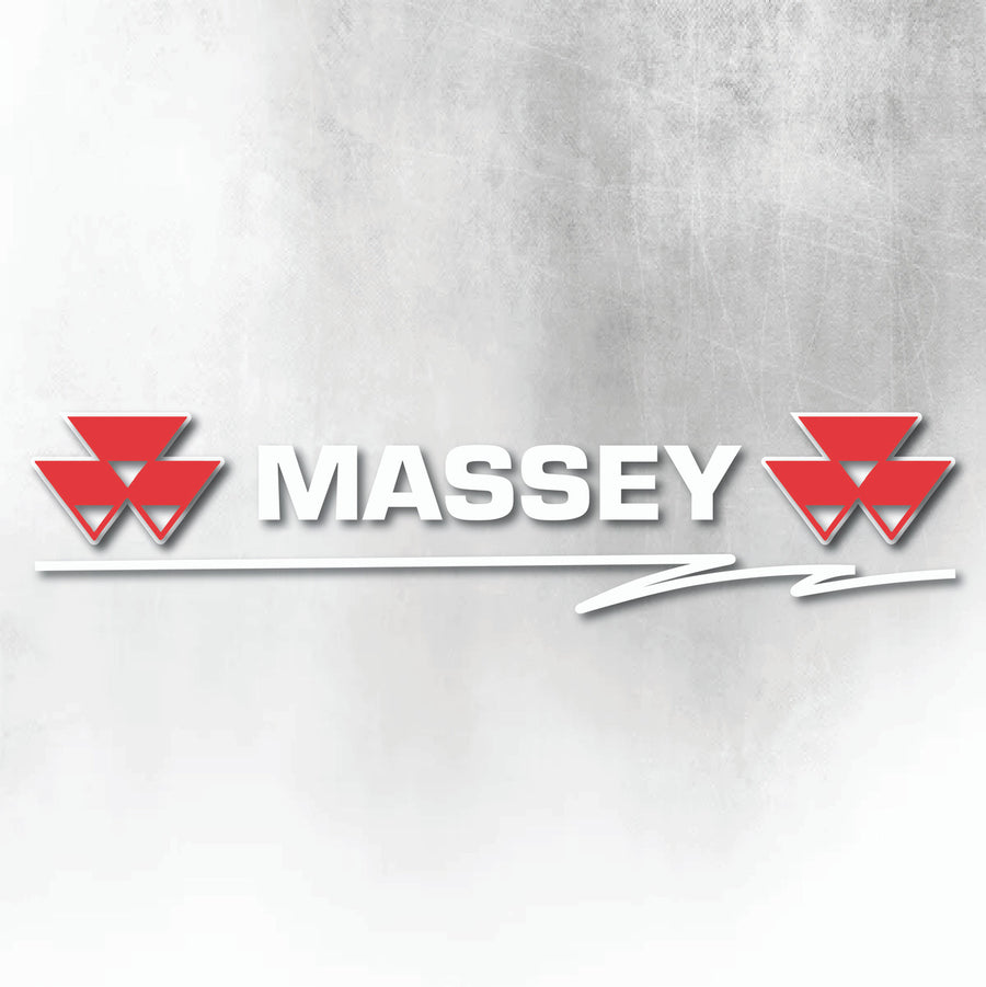MASSEY RED & WHITE WITH SWIRL LOGO WINDOW DECAL