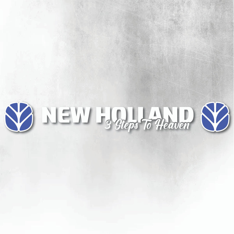 NEW HOLLAND BLUE AND WHITE 3 STEPS TO HEAVEN WINDOW DECAL