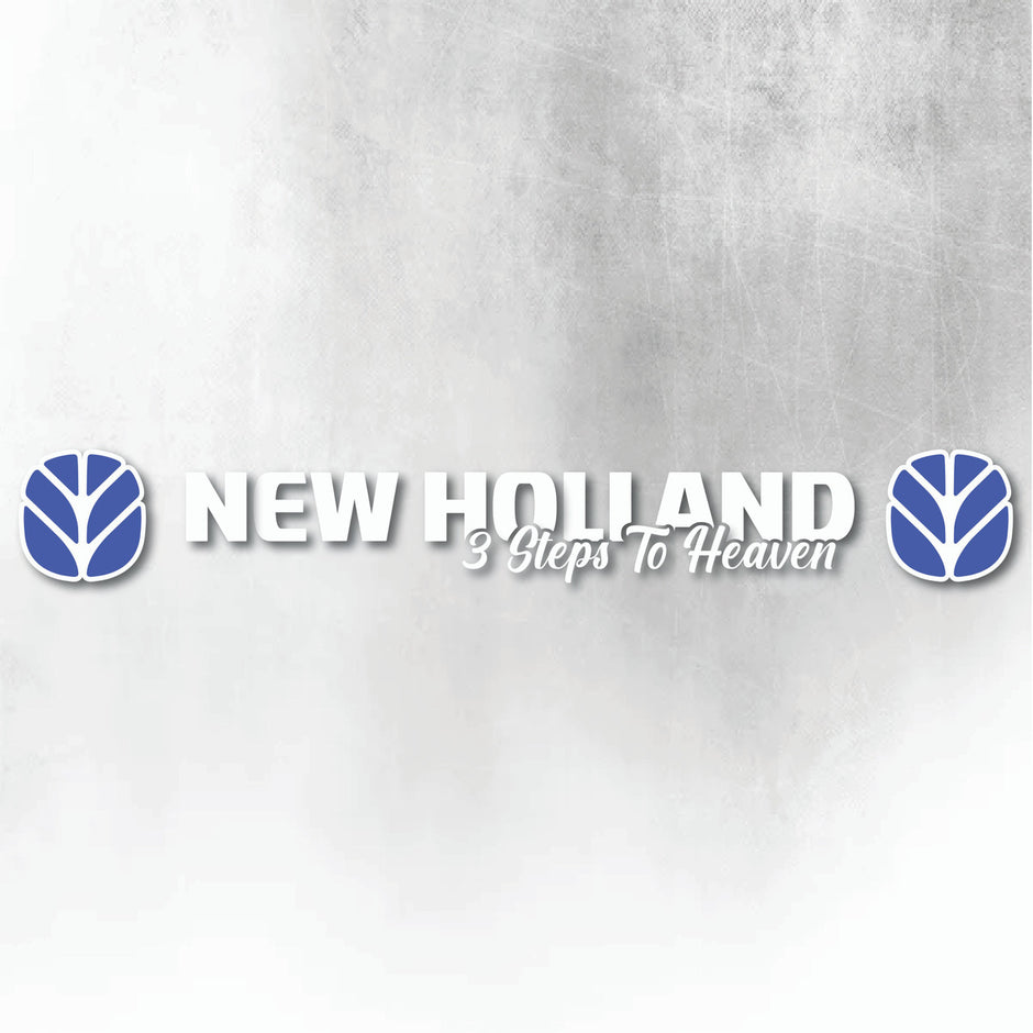 NEW HOLLAND BLUE AND WHITE 3 STEPS TO HEAVEN WINDOW DECAL