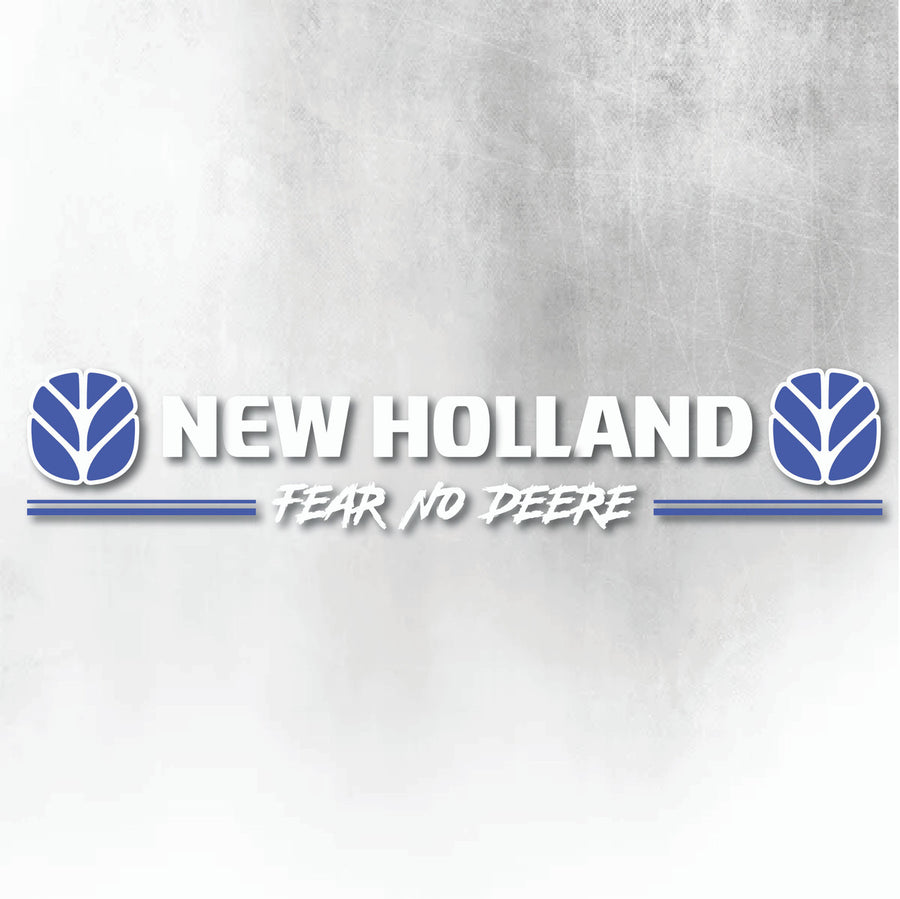 NEW HOLLAND BLUE AND WHITE FEAR NO DEERE WINDOW DECAL