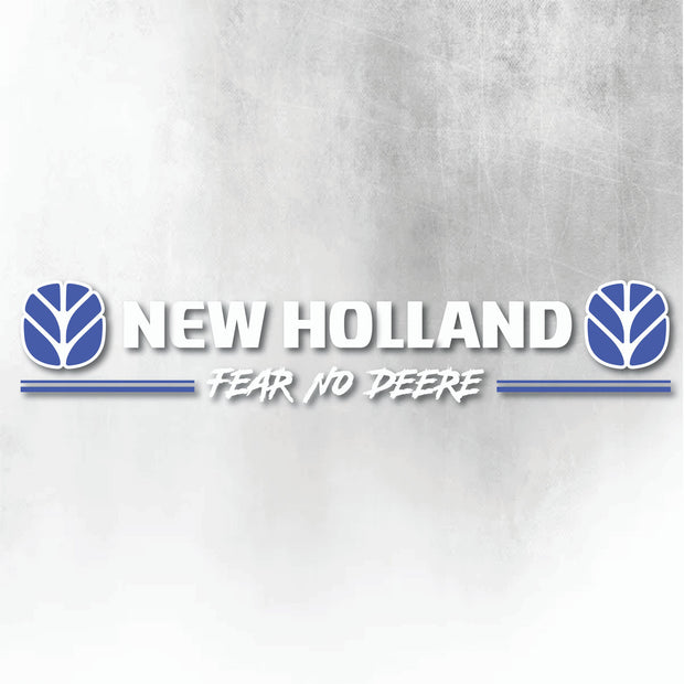 NEW HOLLAND BLUE AND WHITE FEAR NO DEERE WINDOW DECAL