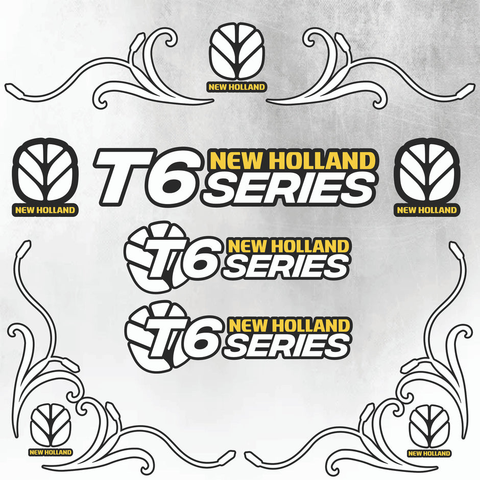 New Holland T6 Series White & Black New Style Decal