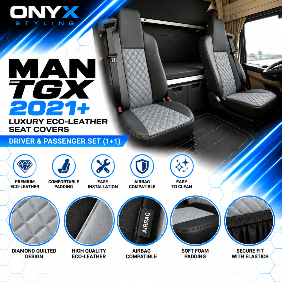 MAN TGX (2021 Onwards) Luxury Eco-Leather Seat Covers – Driver & Passenger Set