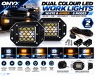 Dual Colour LED Flush Mount Work Lights – White & Amber | 6 Modes | 12V/24V | Pair