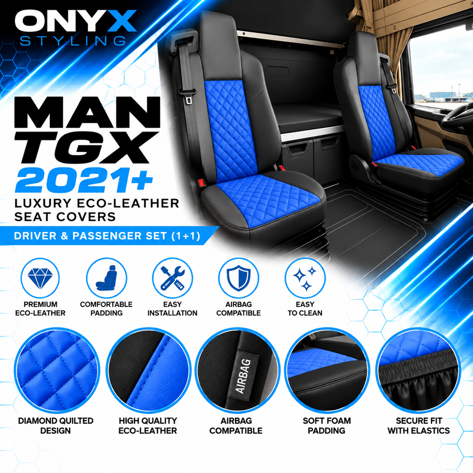 MAN TGX (2021 Onwards) Luxury Eco-Leather Seat Covers – Driver & Passenger Set