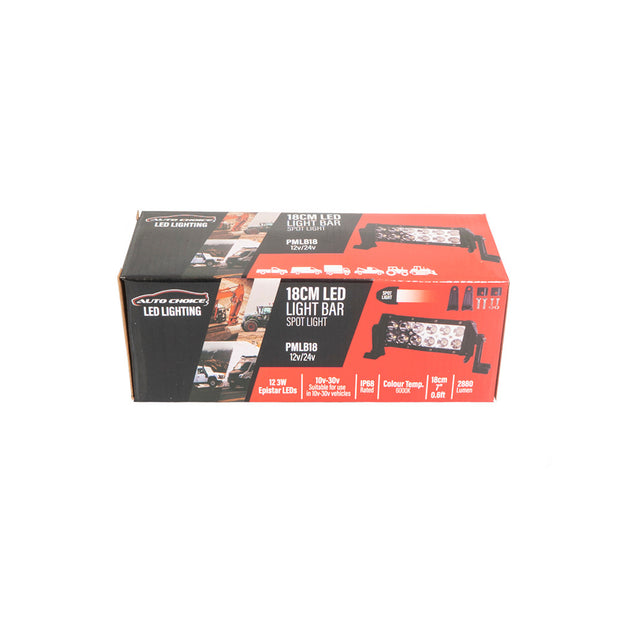 Auto Choice 18cm LED Light Bar | Compact Spot Beam | 2,880 Lumens