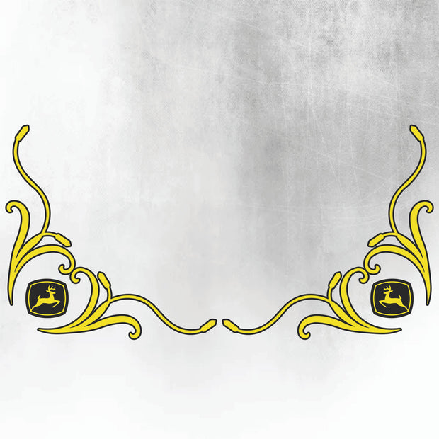 John Deere Black & Yellow New Style SIDE WINDOW SWIRLS - PAIR Yellow & Black - NEW STYLE
