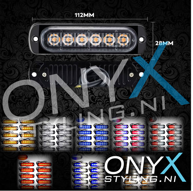 12V 24V 6smd LED Strobe Warning Light Strobe Grille Flashing Lightbar - Single