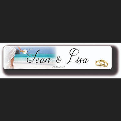 STYLE 18 BEACH GRAPHIC WEDDING PLATE DESIGN - SINGLE PLATE PERSONLISED