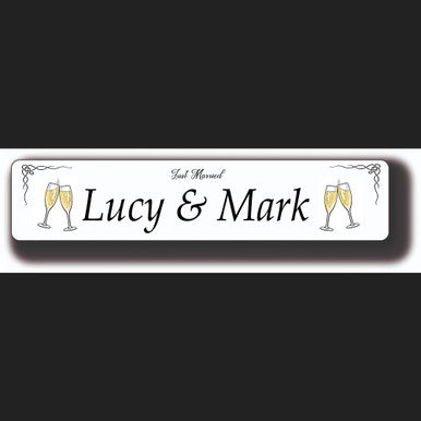 STYLE 21 WEDDING CHAMPAGNE GLASSES PERSONALISED SINGLE WEDDING PLATE