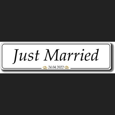 STYLE 23 JUST MARRIED WEDDING NUMBER PLATE - SINGLE PERSONALISED