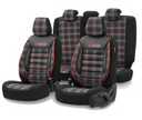 Eco Leather GTI Sports Seat Covers – Black with Red Stitching – Full Set Front & Rear – Universal Fit