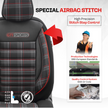 Eco Leather GTI Sports Seat Covers – Black with Red Stitching – Full Set Front & Rear – Universal Fit