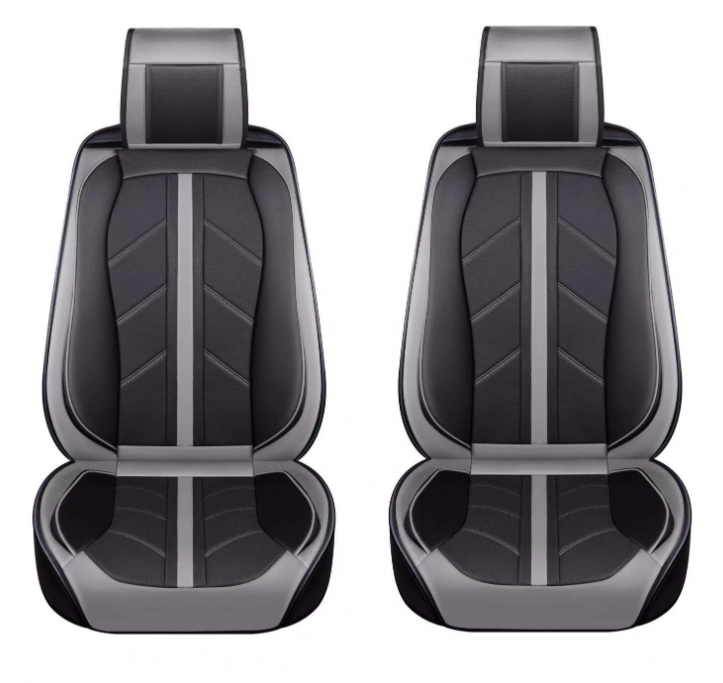 Luxury Eco Leather Seat Covers – Grey & Black Sport Design – Full Set Front & Rear – Universal Fit