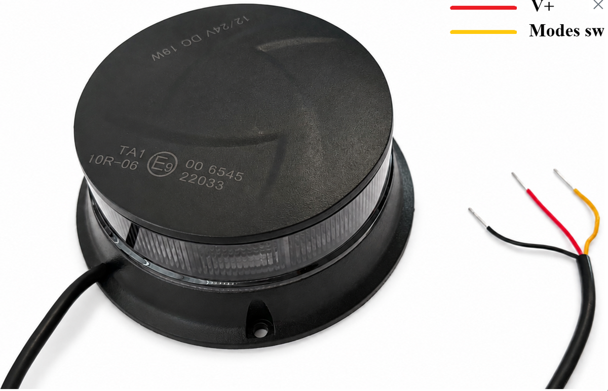 36 LED Smoked Lens Amber Warning Beacon – 19W | Low Profile | 7 Modes | ECE R65 | 12V/24V