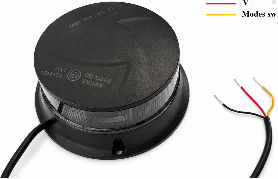 36 LED Smoked Lens Amber Warning Beacon – 19W | Low Profile | 7 Modes | ECE R65 | 12V/24V