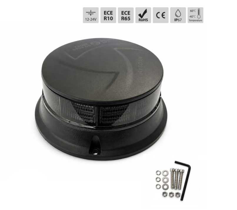 36 LED Smoked Lens Amber Warning Beacon – 19W | Low Profile | 7 Modes | ECE R65 | 12V/24V