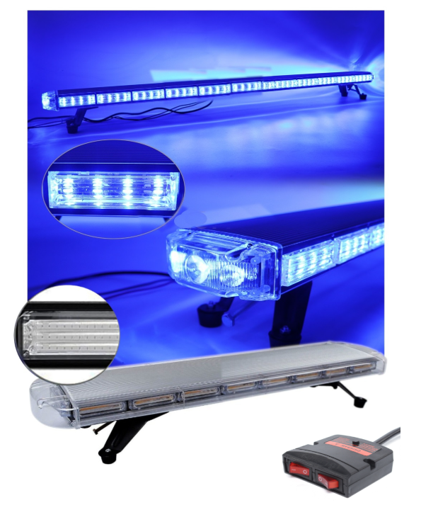 97.5cm Ice Blue LED Emergency Warning Light Bar – 10 Flash Modes | 12V/24V | IP67
