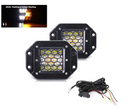 Dual Colour LED Flush Mount Work Lights – White & Amber | 6 Modes | 12V/24V | Pair