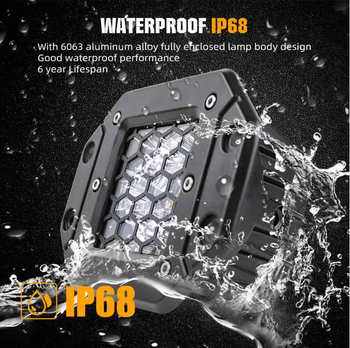 Dual Colour LED Flush Mount Work Lights – White & Amber | 6 Modes | 12V/24V | Pair