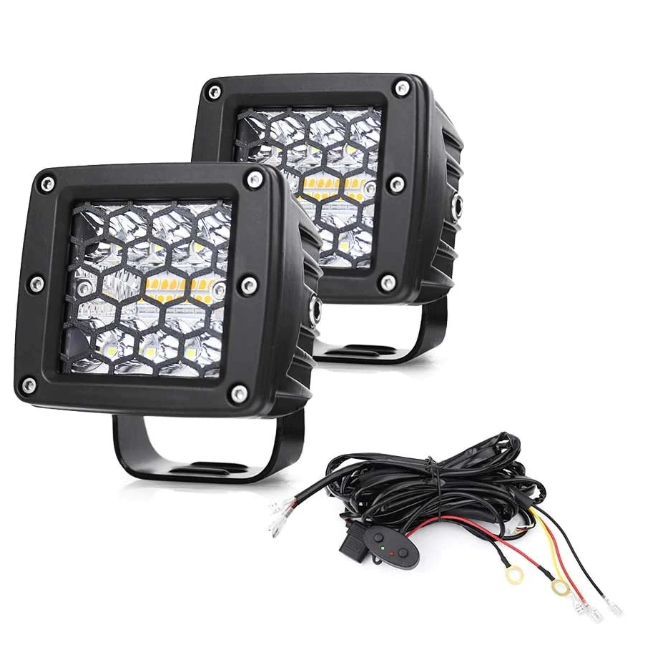 Dual Colour LED Work Lights – White & Amber 6-Mode Spotlights | 12V/24V IP68 | Pair