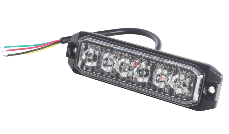 6 LED Ultra-Slim Amber Strobe Warning Light – 12V/24V | 4 Flash Modes | Universal Fit
