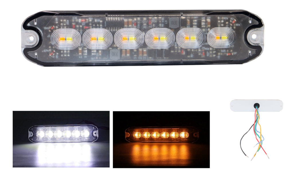 12 LED Dual Colour White & Amber Strobe Warning Light – 20W | 12V/24V | IP67
